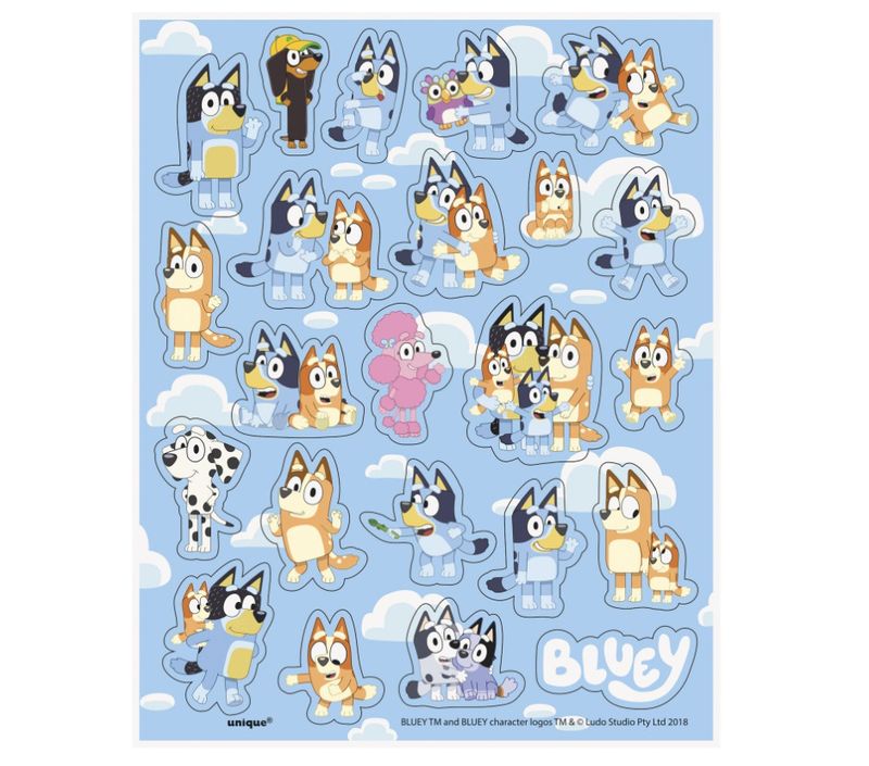 Bluey Sticker Sheet Favors  4ct