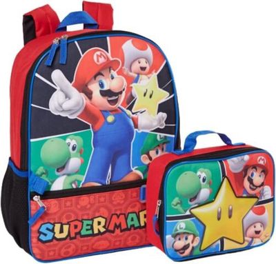 Mario 16&quot; Backpack with  lunch bag