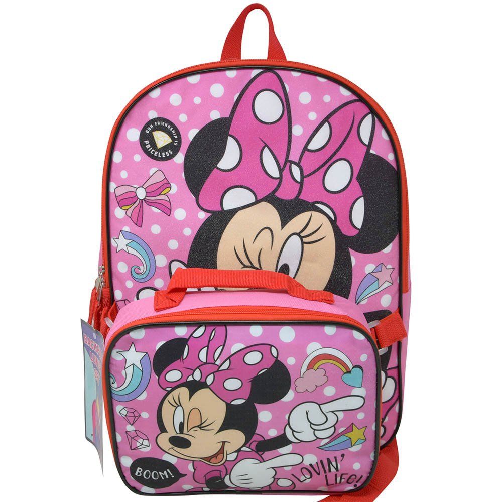 Minnie 16&quot; Backpack with Rectangle Lunch Bag