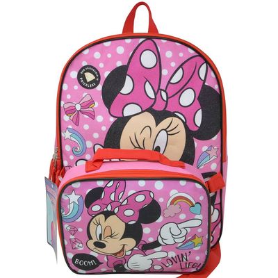 Minnie 16&quot; Backpack with Rectangle Lunch Bag