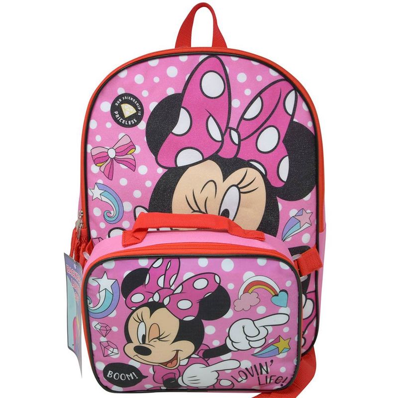 Minnie 16&quot; Backpack with Rectangle Lunch Bag