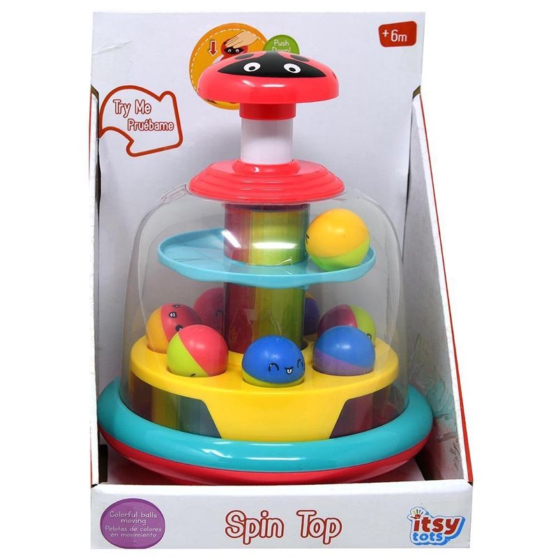 Itsy Tots Spin Top in open touch box