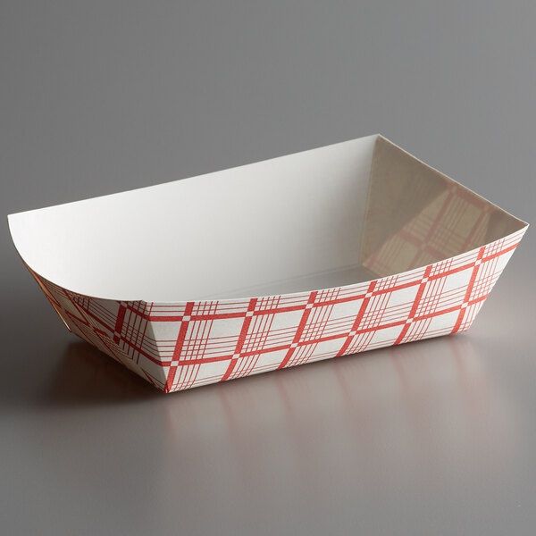 Red Check Paper Food Tray - 50/Case   #250 2 1/2 lb.