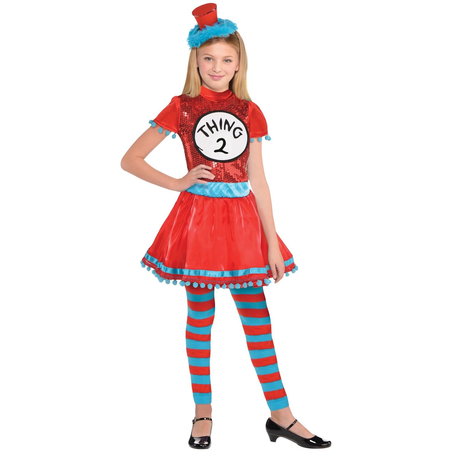 Girls Thing 1 &amp; Thing 2 Dress Costume - Dr. Seuss, Size: M