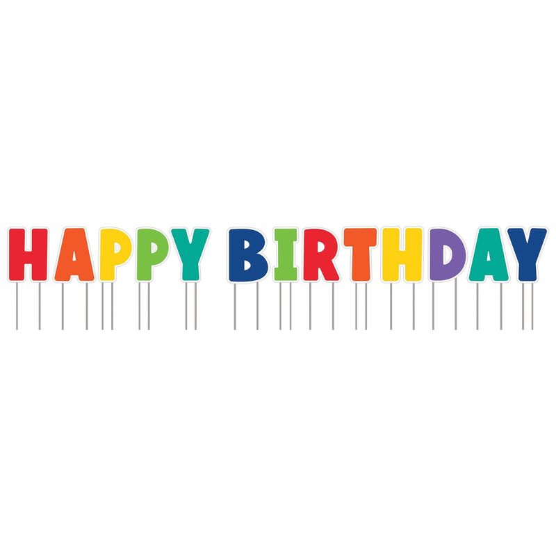 Giant Happy Birthday Primary Plastic Yard Sign