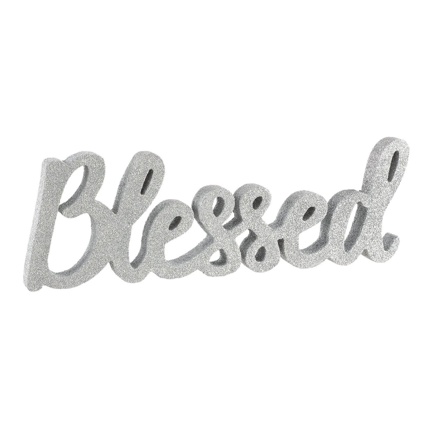 Glitter Silver Blessed Block Letter Sign