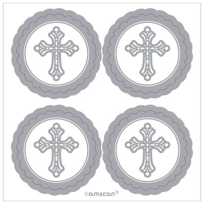 Silver Religious Sticker Labels 20ct