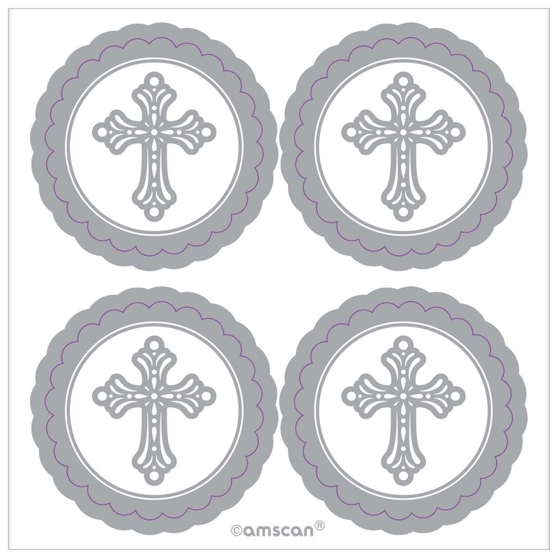 Silver Religious Sticker Labels 20ct