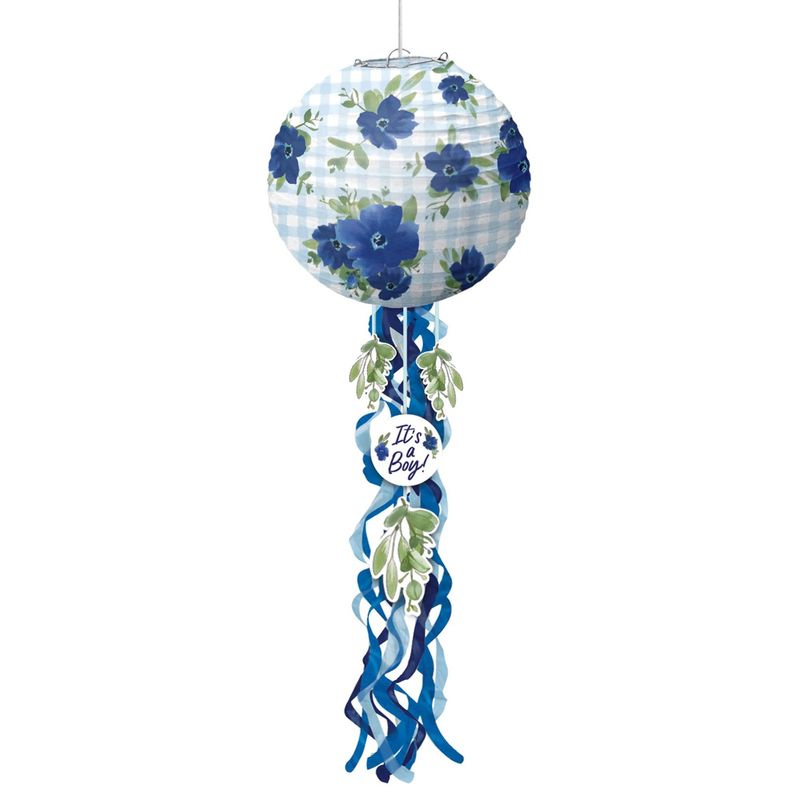 It&#39;s a Boy Baby in Bloom Baby Shower Paper Lanterns with Tails, 9.5in, 3ct