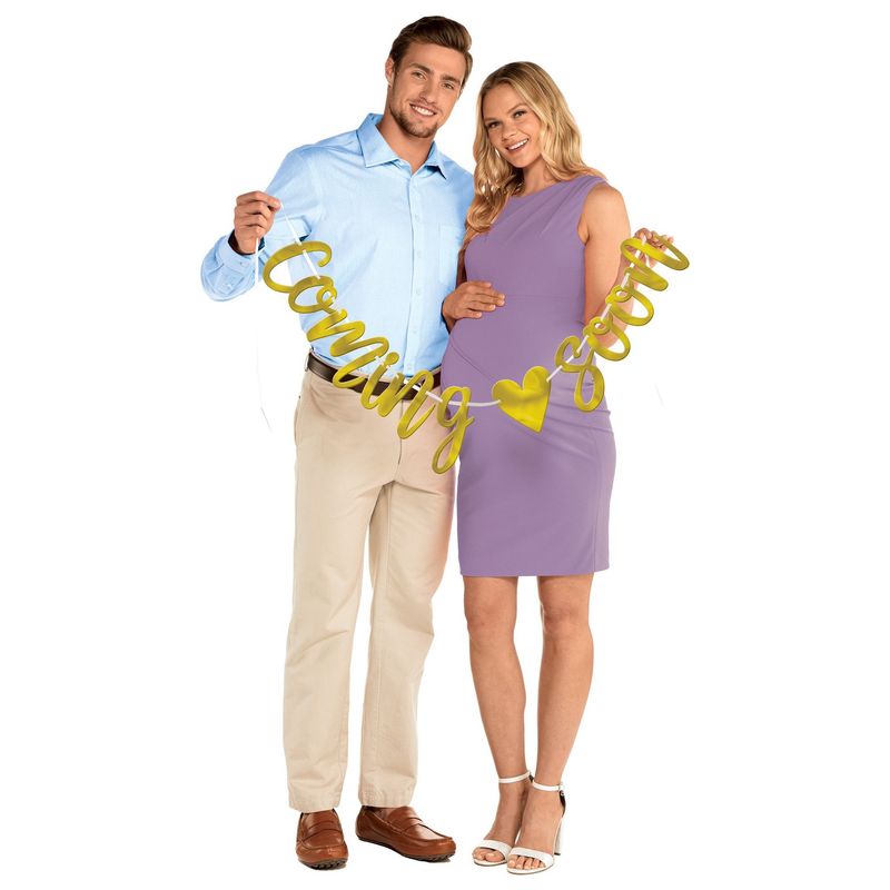 Metallic Gold Coming Soon Letter Banner