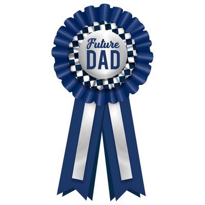 Blue &amp; White Future Dad Baby Shower Award Ribbon