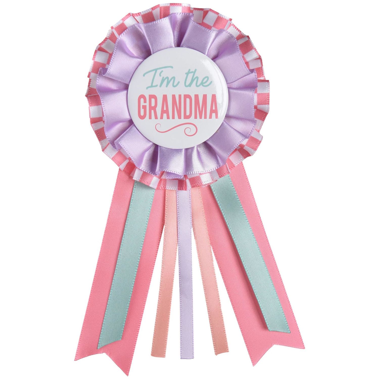Pink, Purple &amp; Blue I&#39;m the Grandma Baby Shower Award Ribbon