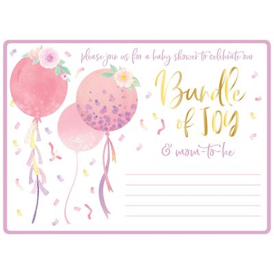 It&#39;s A Girl Jumbo Deluxe Invitations   6&quot; x 8&quot;  8ct