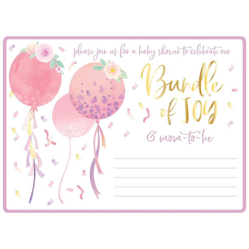 It&#39;s A Girl Jumbo Deluxe Invitations   6&quot; x 8&quot;  8ct