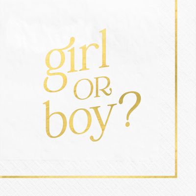 Metallic Girl or Boy Gender Reveal Paper Beverage Napkins, 5in, 16ct - Just Here for the Sex