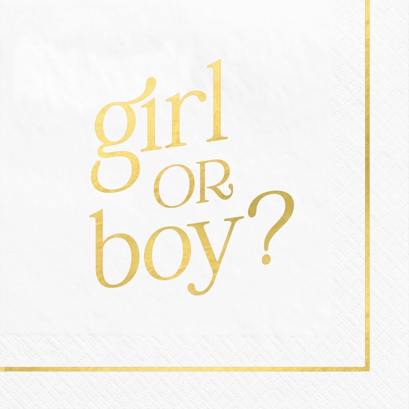 Metallic Girl or Boy Gender Reveal Paper Beverage Napkins, 5in, 16ct - Just Here for the Sex