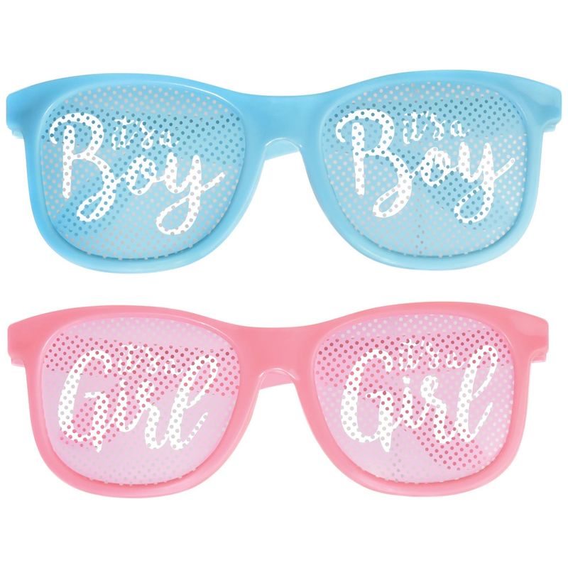 Pink &amp; Blue Gender Reveal Plastic Sunglasses, 10ct