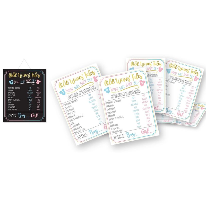 Old Wives&#39; Tales Gender Reveal Game, 24 Sheets - The Big Reveal