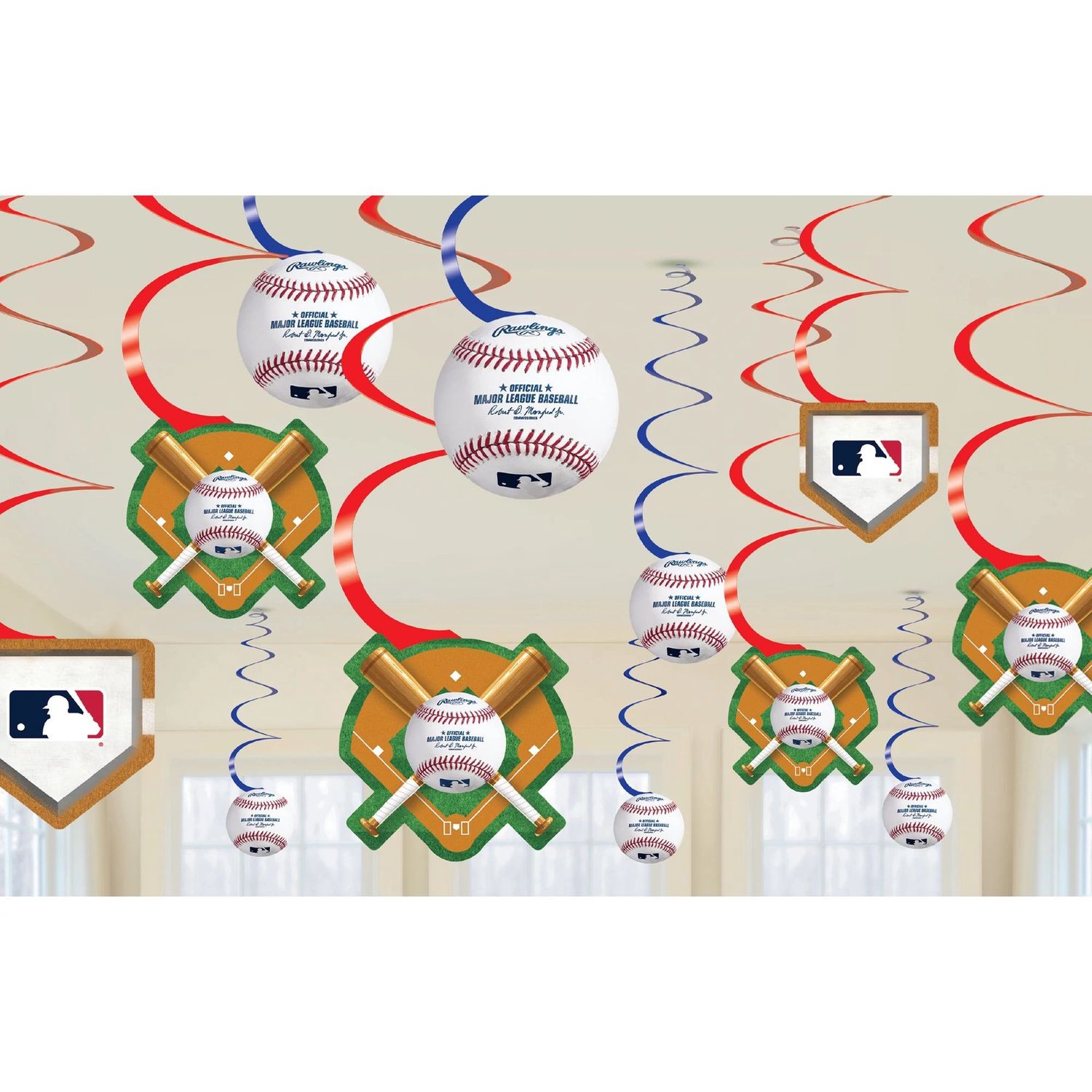 MLB Baseball Swirl Decorations, 12ct
