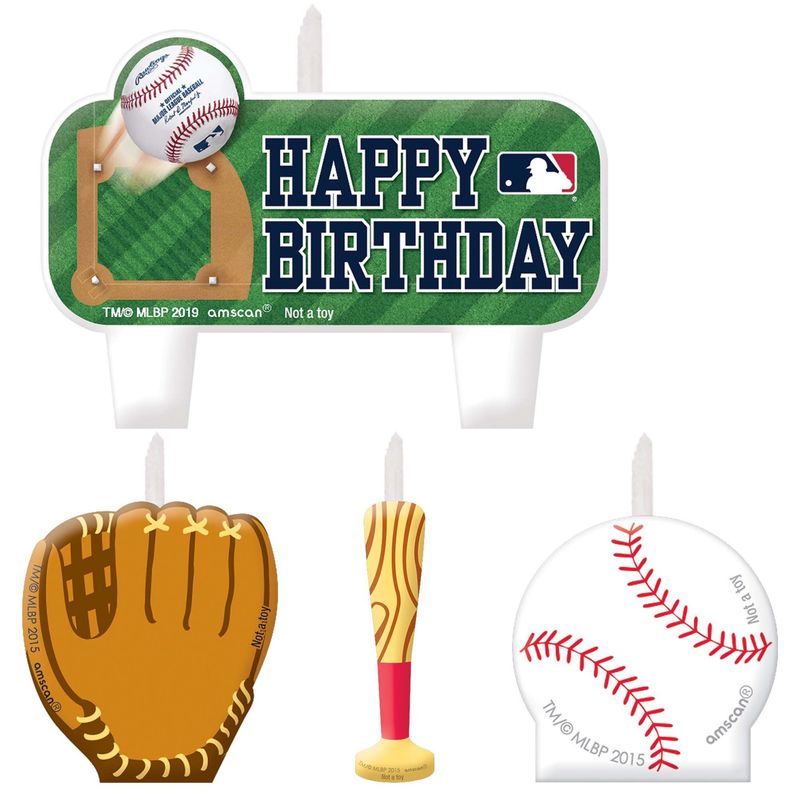 MLB Baseball Birthday Candles, 4ct