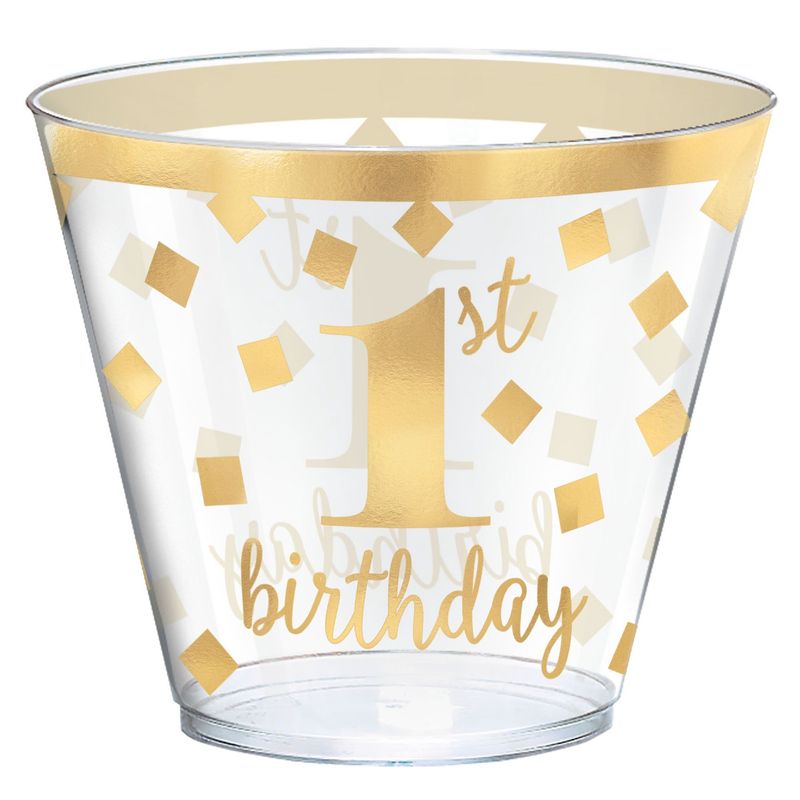 1st Birthday Gold Hot Stamped Tumblers, 9 oz.