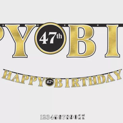 Customizable Black &amp; Gold Happy Birthday Cardstock Letter Banner, 10.5ft - Better With Age