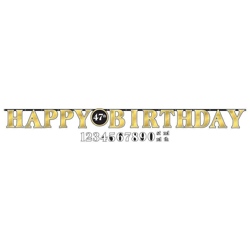 Customizable Black &amp; Gold Happy Birthday Cardstock Letter Banner, 10.5ft - Better With Age