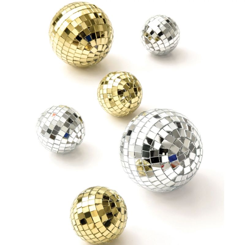 Mini Gold &amp; Silver Disco Balls, 6ct