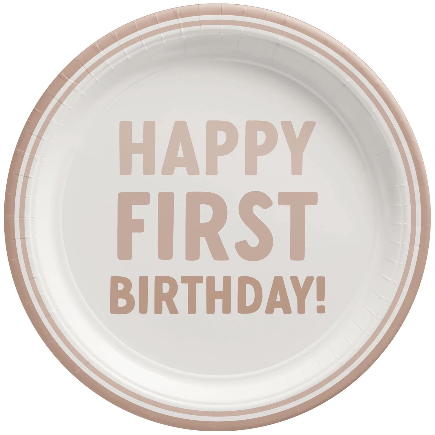 Taupe 1st Birthday Paper Lunch Plates, 9in, 8ct