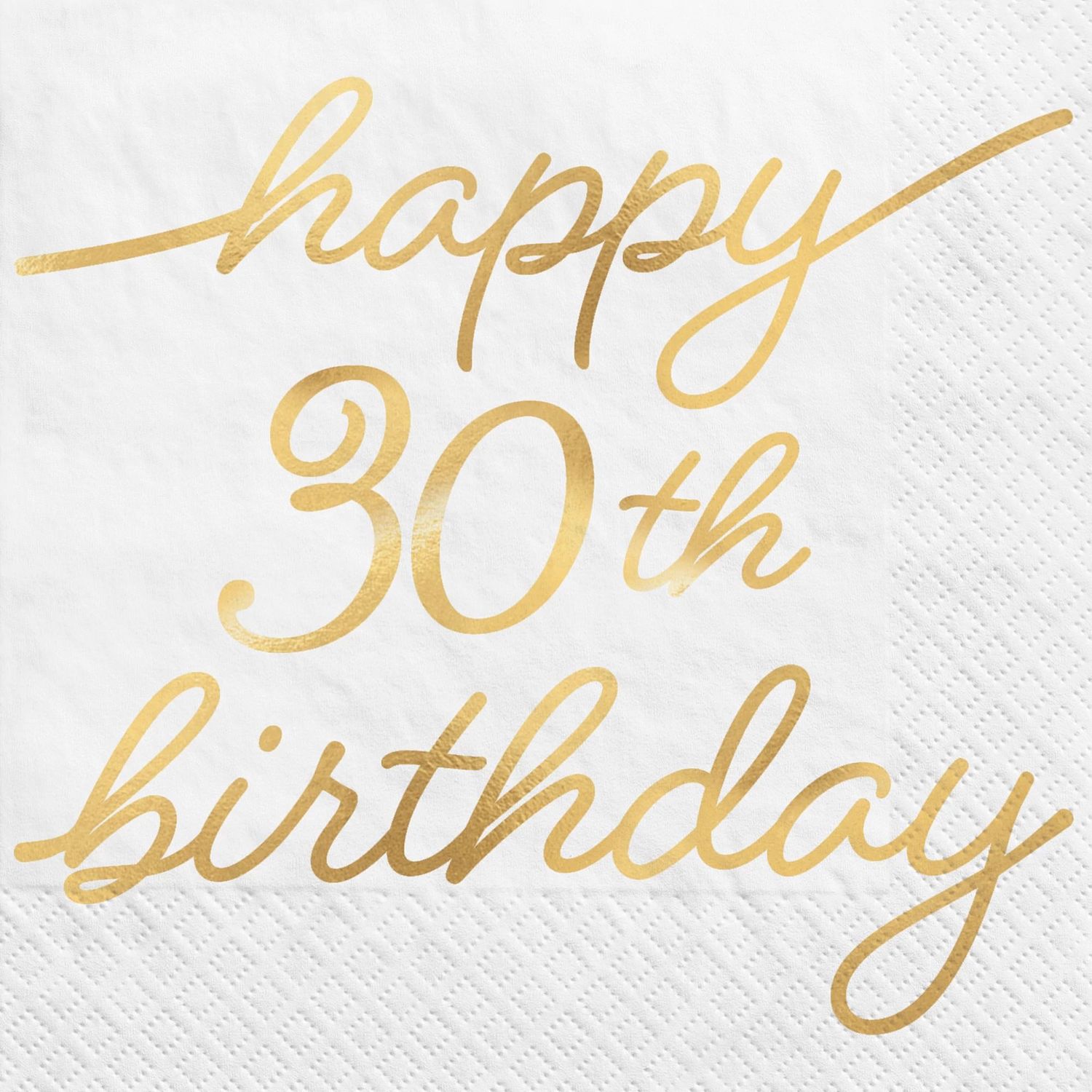 Metallic Golden Age Happy 30th Birthday Paper Beverage Napkin, 5in, 16ct