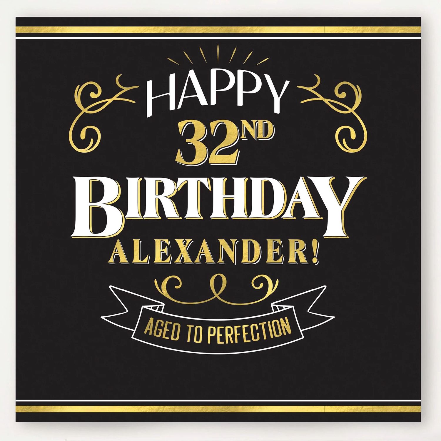 Customizable Black &amp; Gold Better With Age Birthday Plastic Scene Setter, 5.4ft x 5.4ft