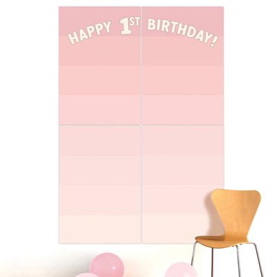 Pink 1st Birthday Photo Backdrop, 4.9ft x 5.4ft