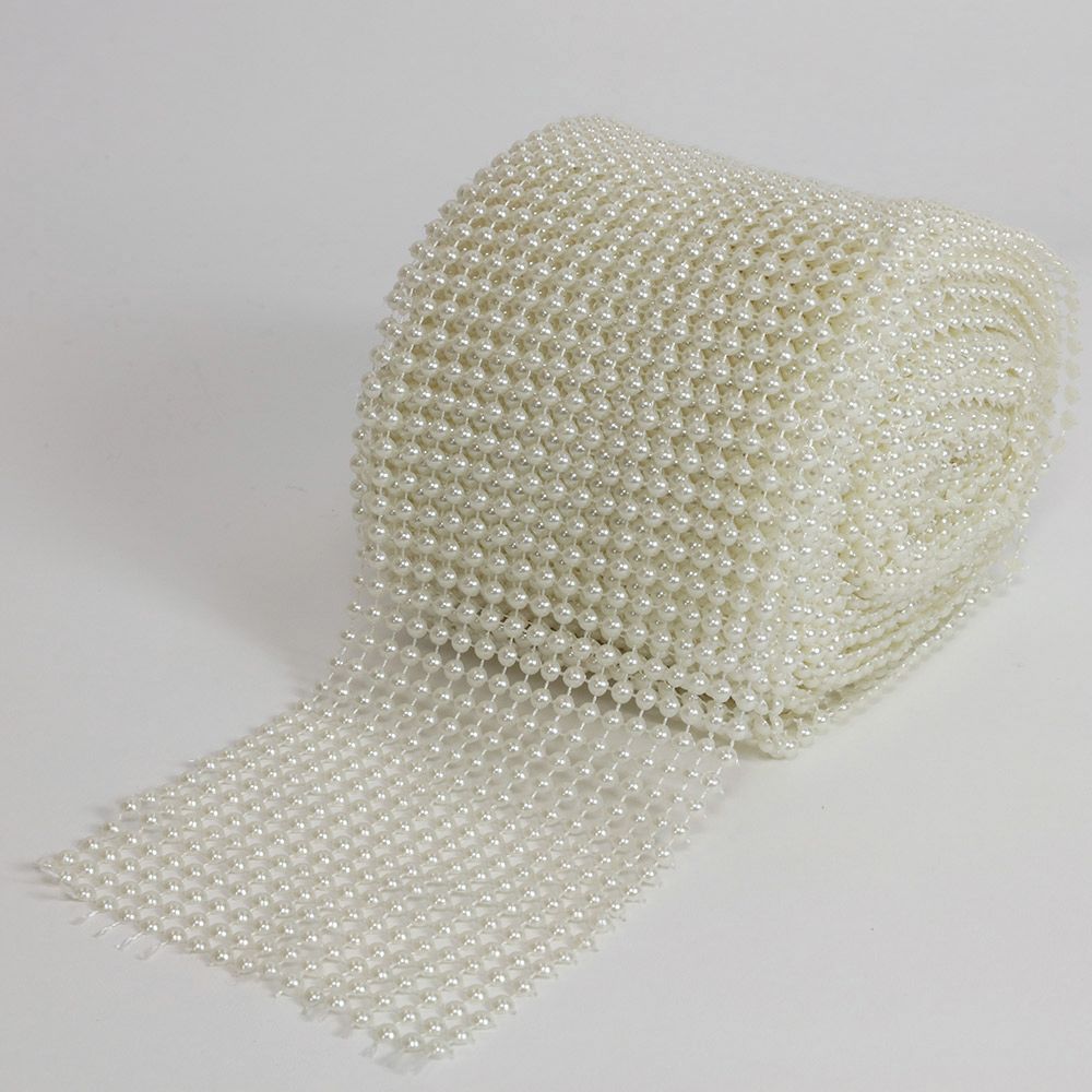4.5&quot; 4MM FLAT PEARL RIBBON, 10YDS/ROLL