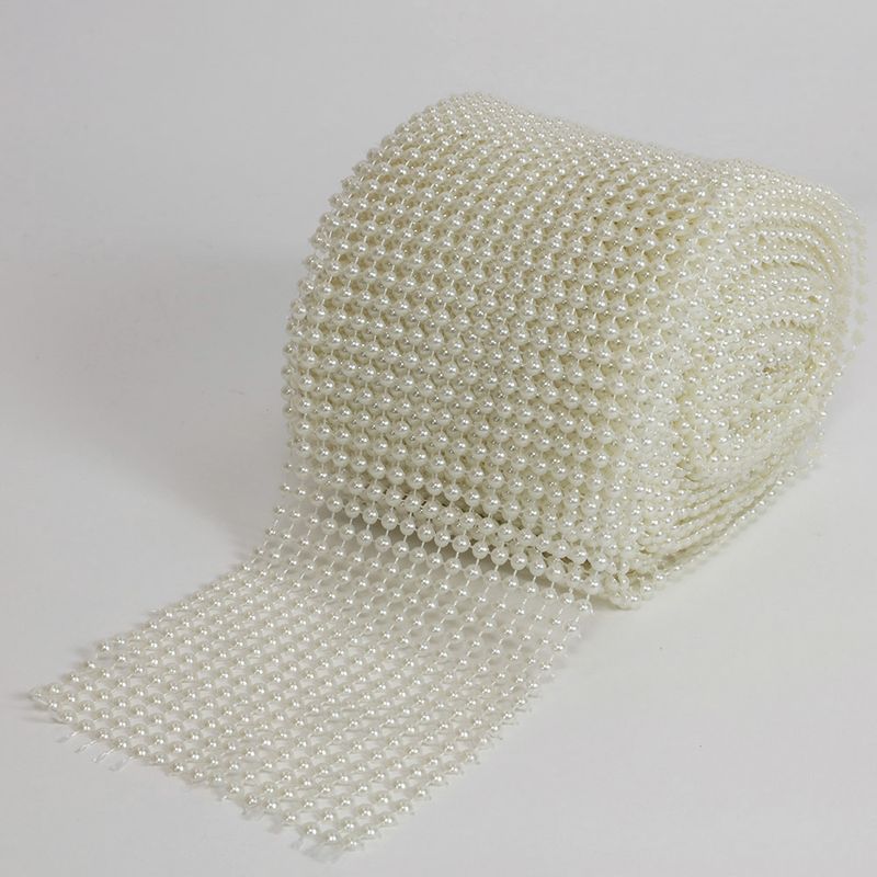 4.5&quot; 4MM FLAT PEARL RIBBON, 10YDS/ROLL