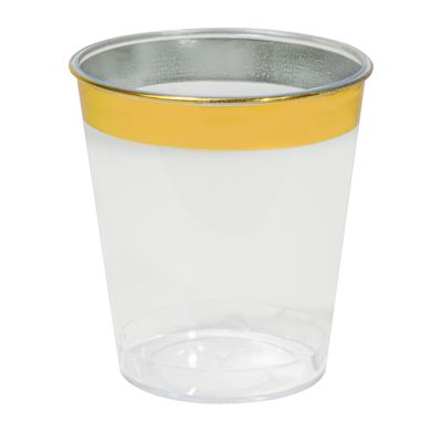 Plastic Shot Glass with Metallic Trim 36pc/pack
