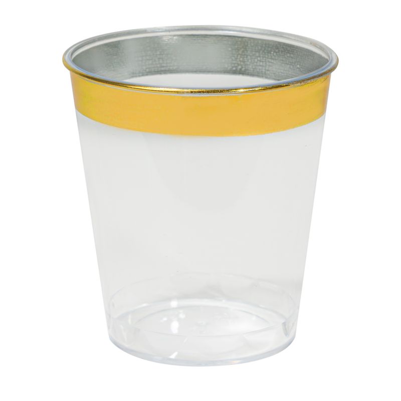 Plastic Shot Glass with Metallic Trim 36pc/pack