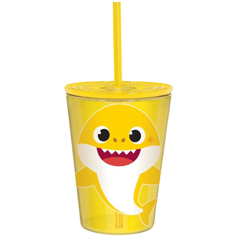Baby Shark Plastic Tumbler with Straw, 18oz