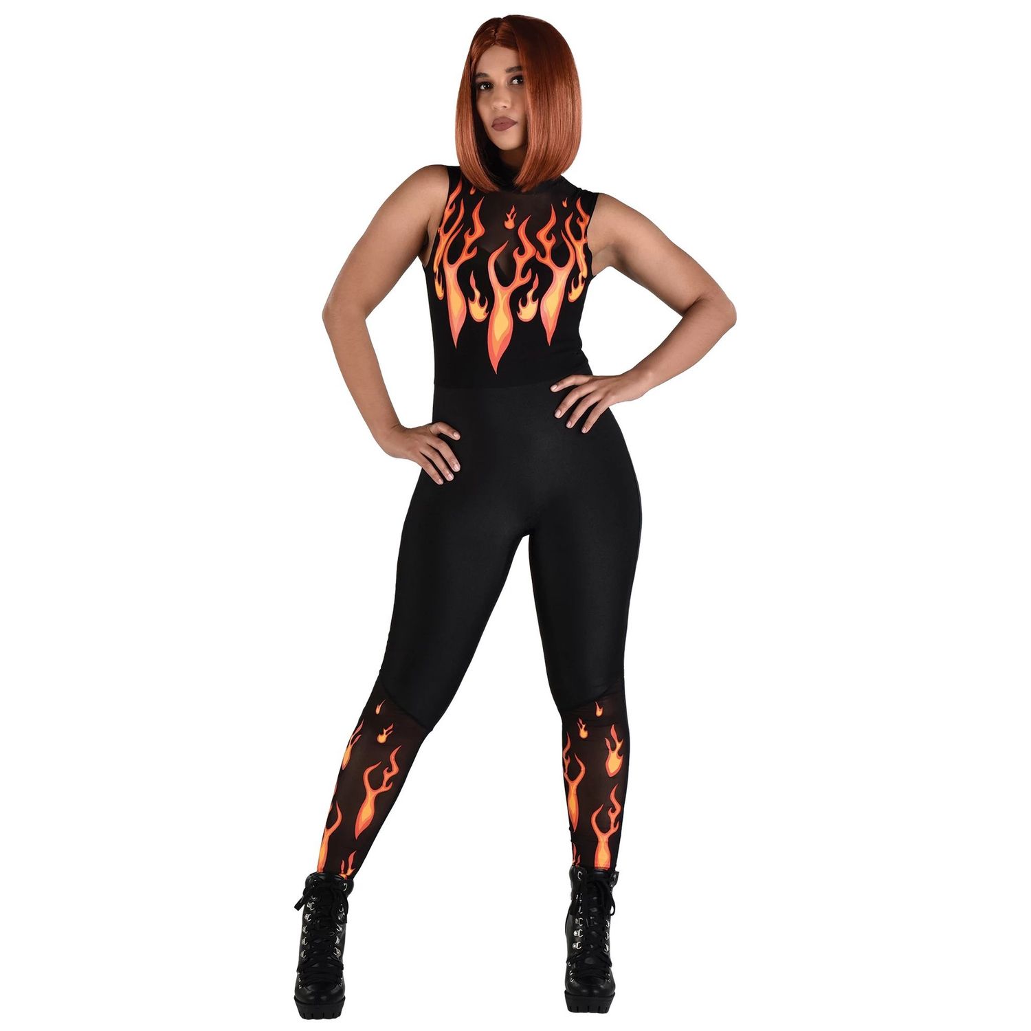 Adult Flaming Devil Catsuit, SIZEE: S/M