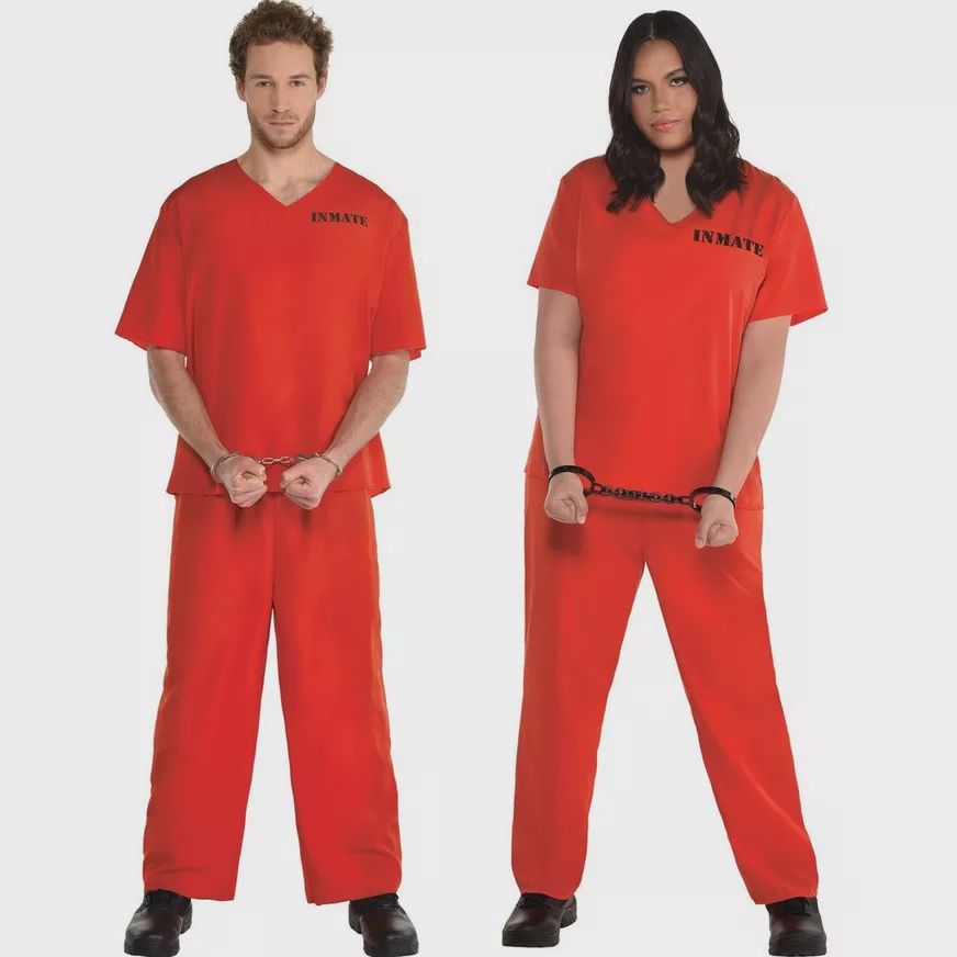 Adult Orange Prisoner Costume, Sizes: L