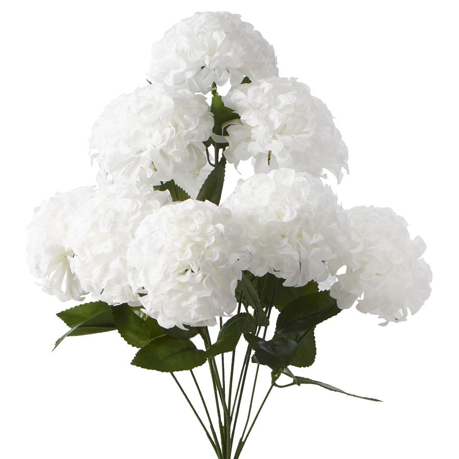 Artificial Hydrangea Bouquet - White 12-HEAD