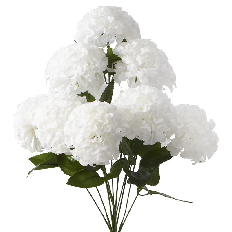 Artificial Hydrangea Bouquet - White 12-HEAD