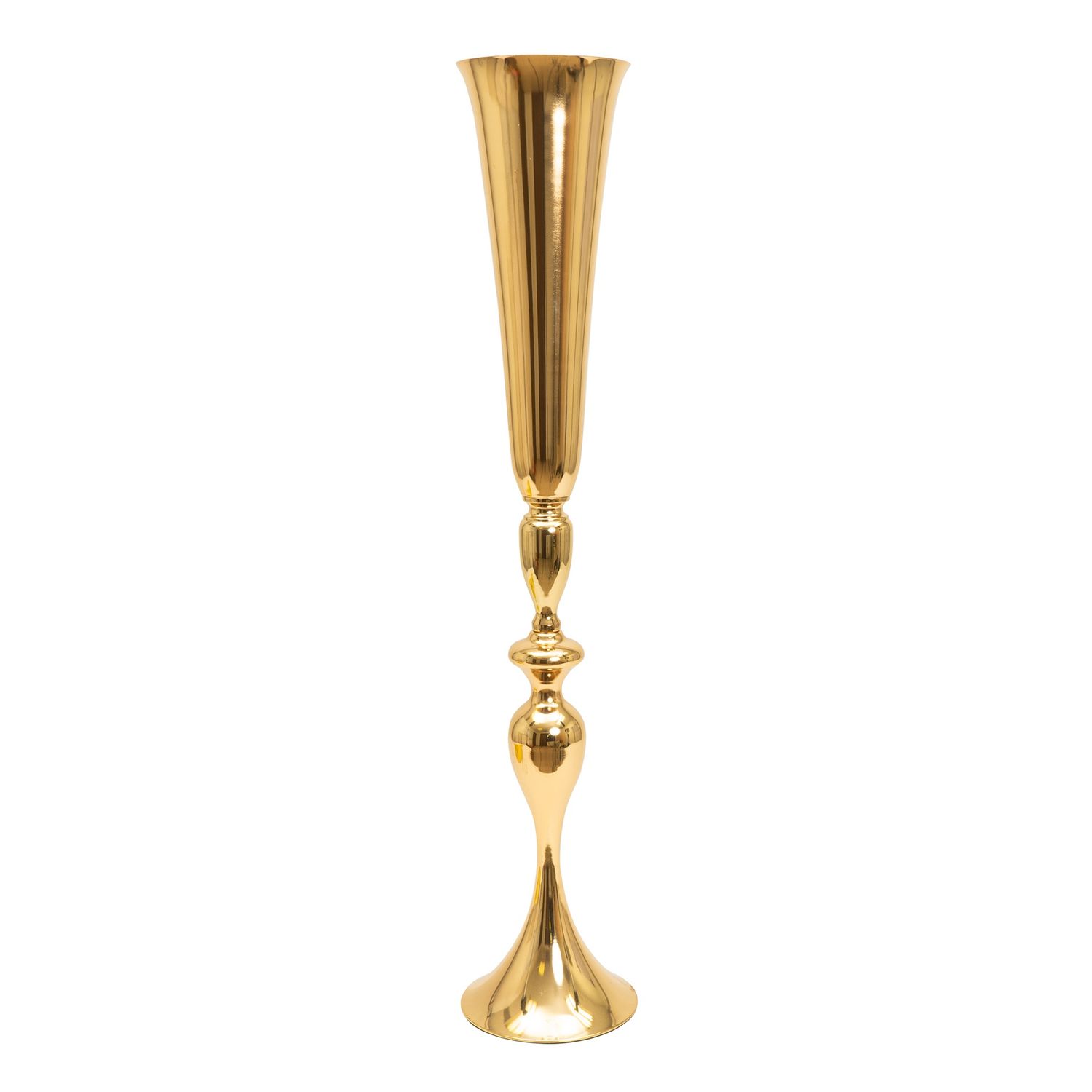 Metal Trumpet Floral Vase 34&quot; - Gold