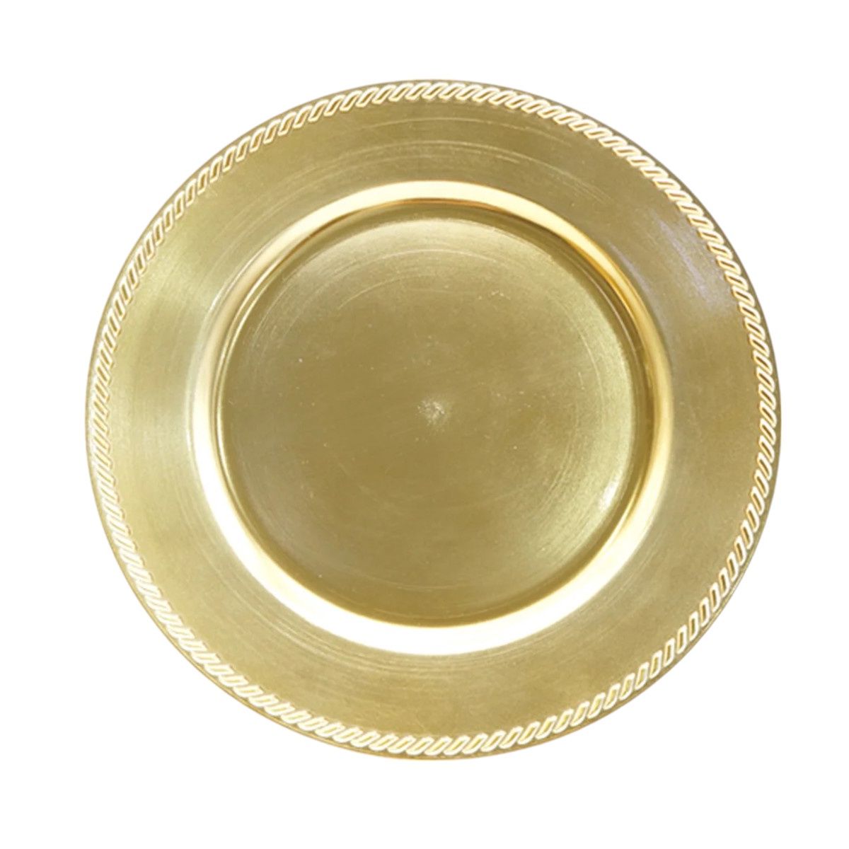 Charger plate plastic 13&quot; with  design trim, Color: gold