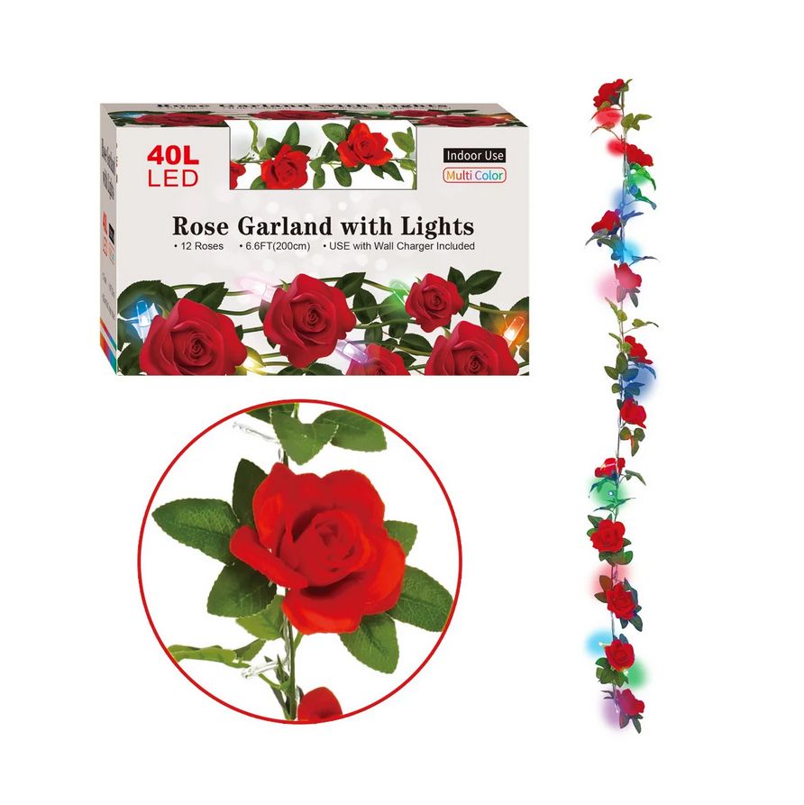 Red Rose Flower vane w/light 40L USB wall charger