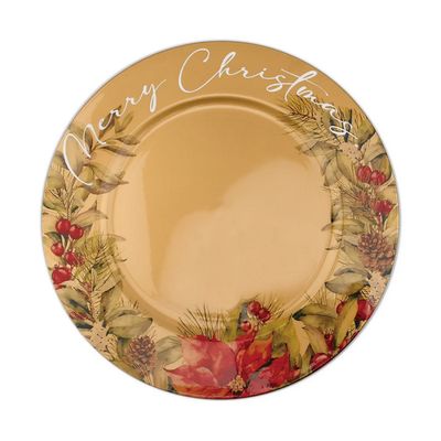 PLASTIC CHARGER PLATE 13" W POINSETTIA PLASTIC CHARGER PLATE 13" W POINSETTIA