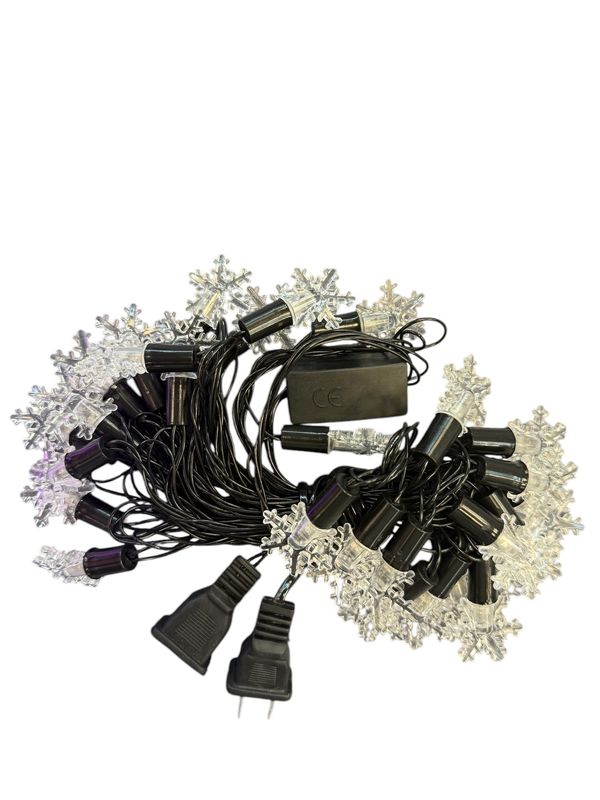 15ft Warm White LED Snowflake String Lights