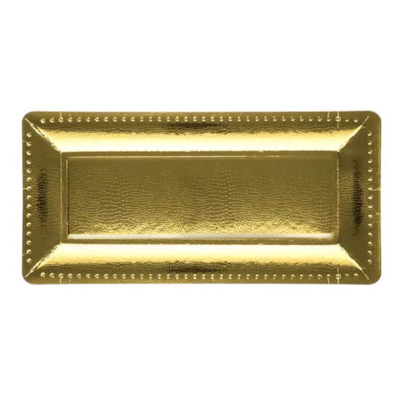 15 7.5&quot; x  7.5inch Hard Paper Serving Tray - Gold 3ct