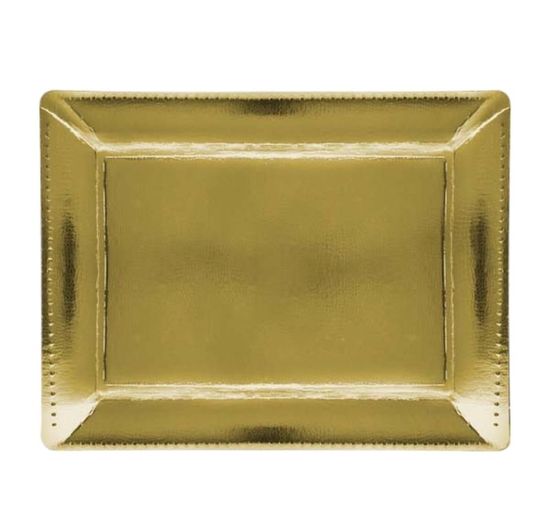 16 inch x 12.25 inch Decorative Hard PaperTray Gold 2ct