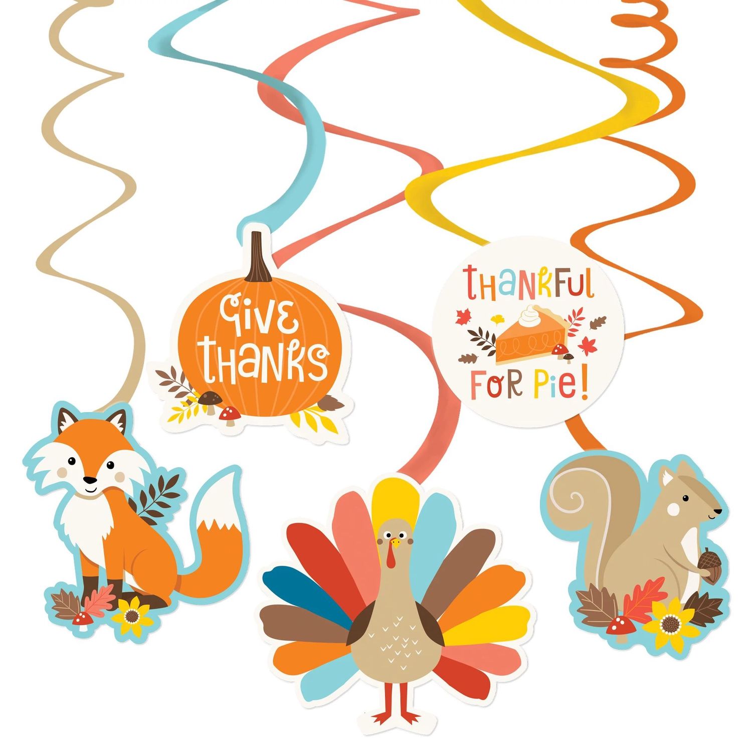 Happy Thanksgiving Cardstock Spiral Decorations, 30ct