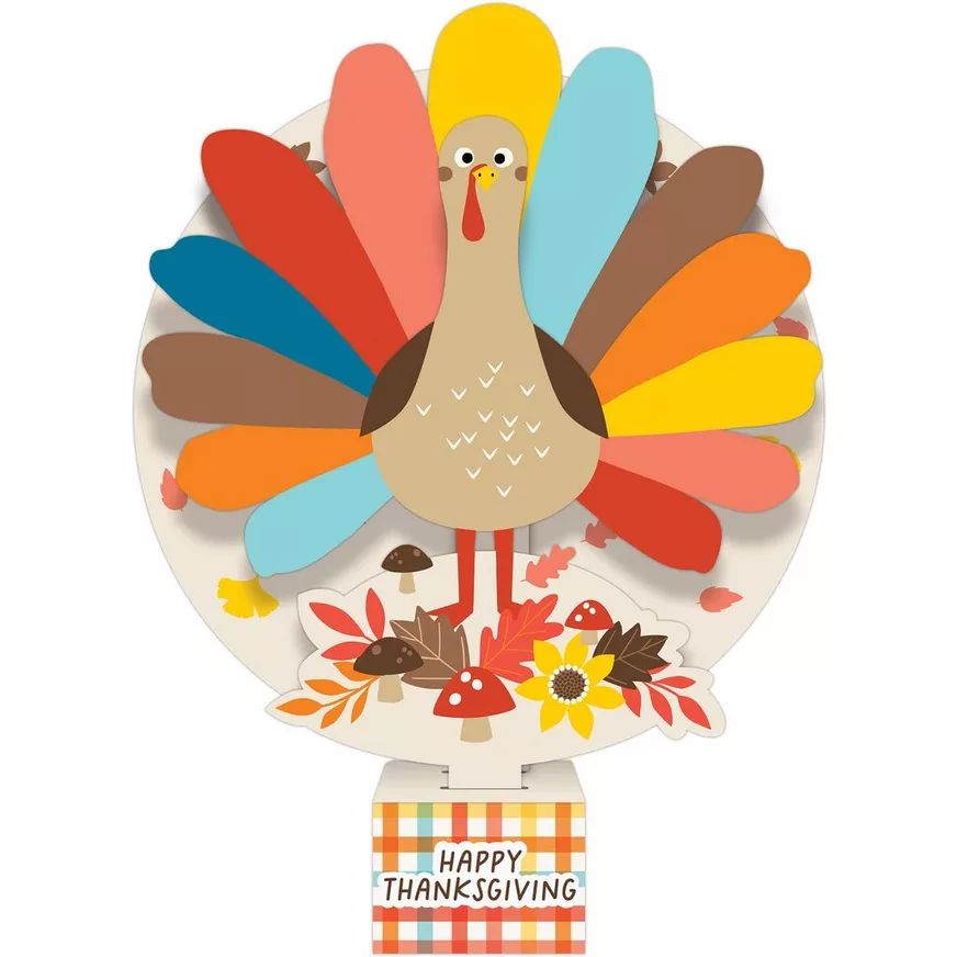 Pop-Up Happy Thanksgiving Turkey Cardstock Table Centerpiece, 8.3in x 10.8in Pop-Up Happy Thanksgiving Turkey Cardstock Table Centerpiece, 8.3in x 10.8in